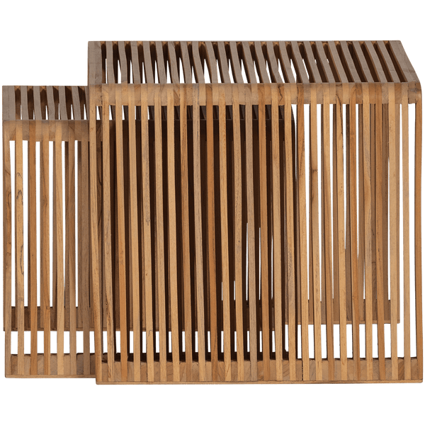 JASMIJN BIJZETTAFEL RECYCLED TEAK NATUREL - SET VAN 2