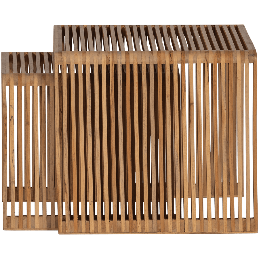 JASMIJN BIJZETTAFEL RECYCLED TEAK NATUREL - SET VAN 2