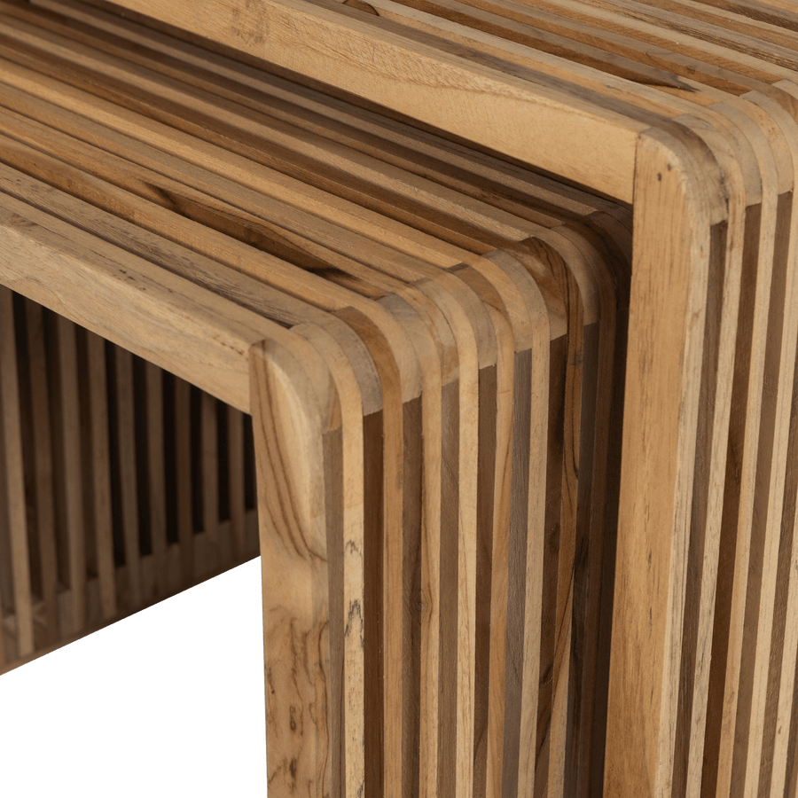 JASMIJN BIJZETTAFEL RECYCLED TEAK NATUREL - SET VAN 2