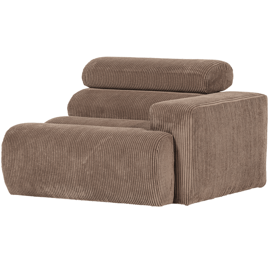 NOVI 1-ZITS ELEMENT ARM RECHTS RIBSTOF TAUPE