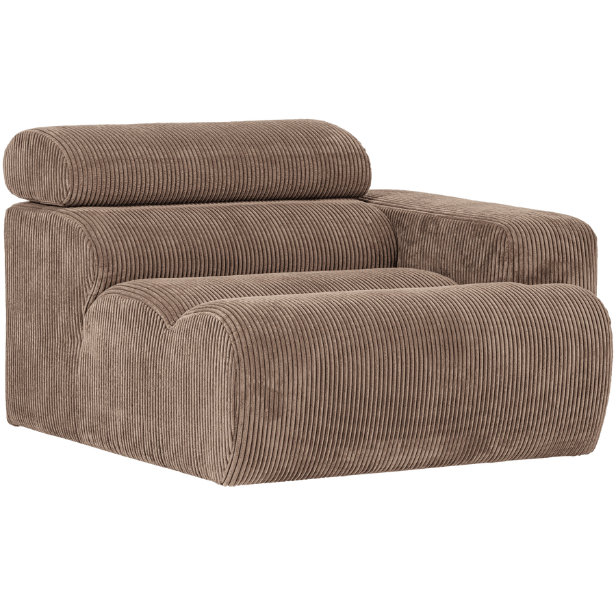 NOVI 1-ZITS ELEMENT ARM RECHTS RIBSTOF TAUPE