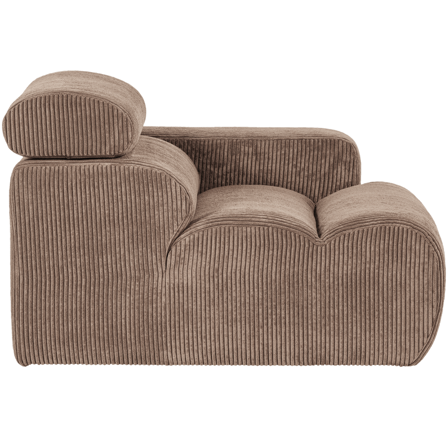 NOVI 1-ZITS ELEMENT ARM RECHTS RIBSTOF TAUPE