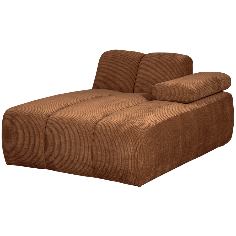 MOJO CHAISE LONGUE ELEMENT RECHTS RIBSTOF ROESTBRUIN