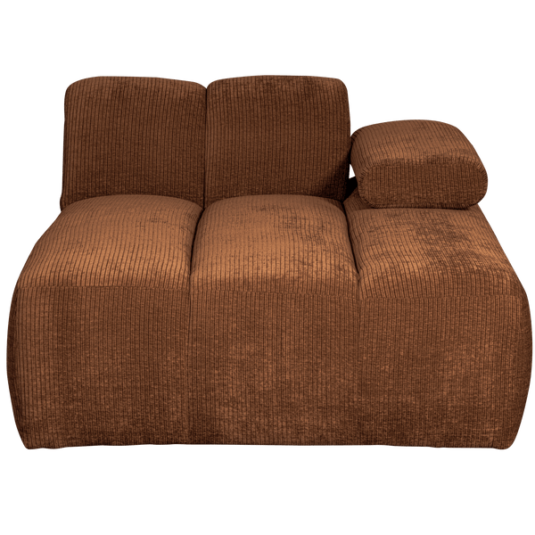 MOJO CHAISE LONGUE ELEMENT RECHTS RIBSTOF ROESTBRUIN