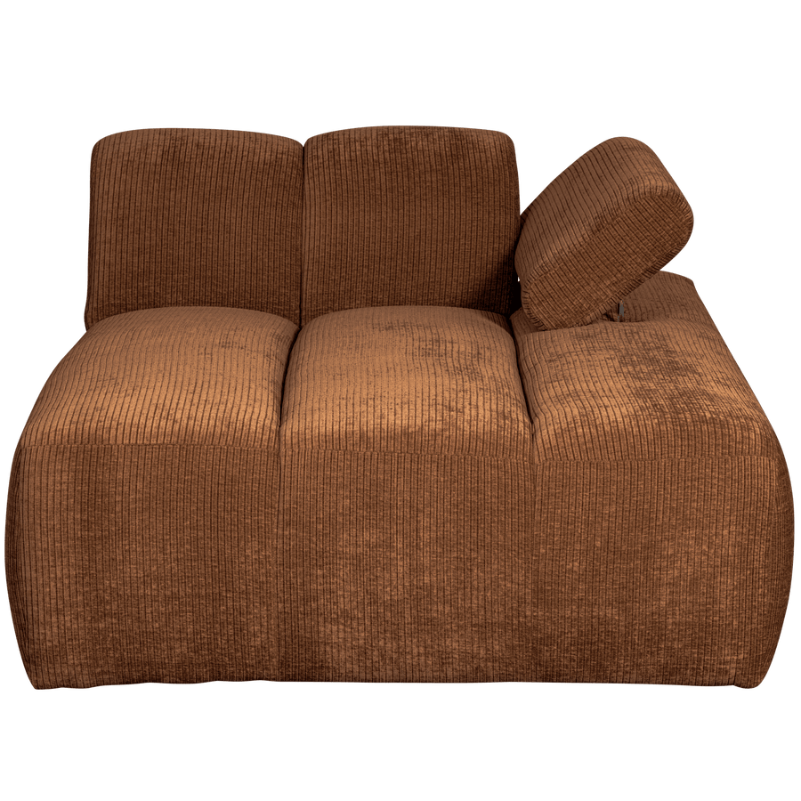 MOJO CHAISE LONGUE ELEMENT RECHTS RIBSTOF ROESTBRUIN