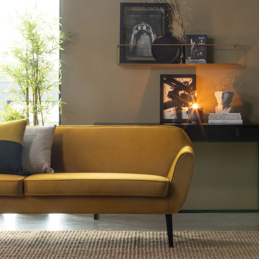 ROCCO XL BANK 230 CM VELVET OKERGEEL