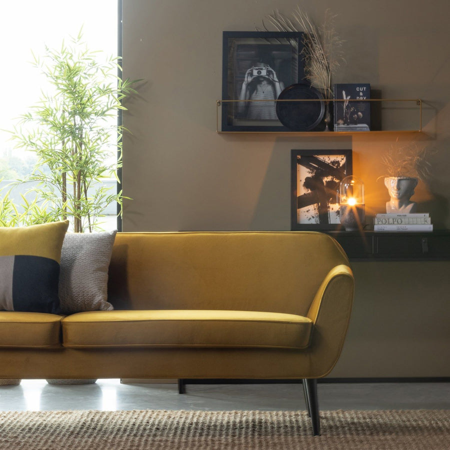 ROCCO XL BANK 230 CM VELVET OKERGEEL