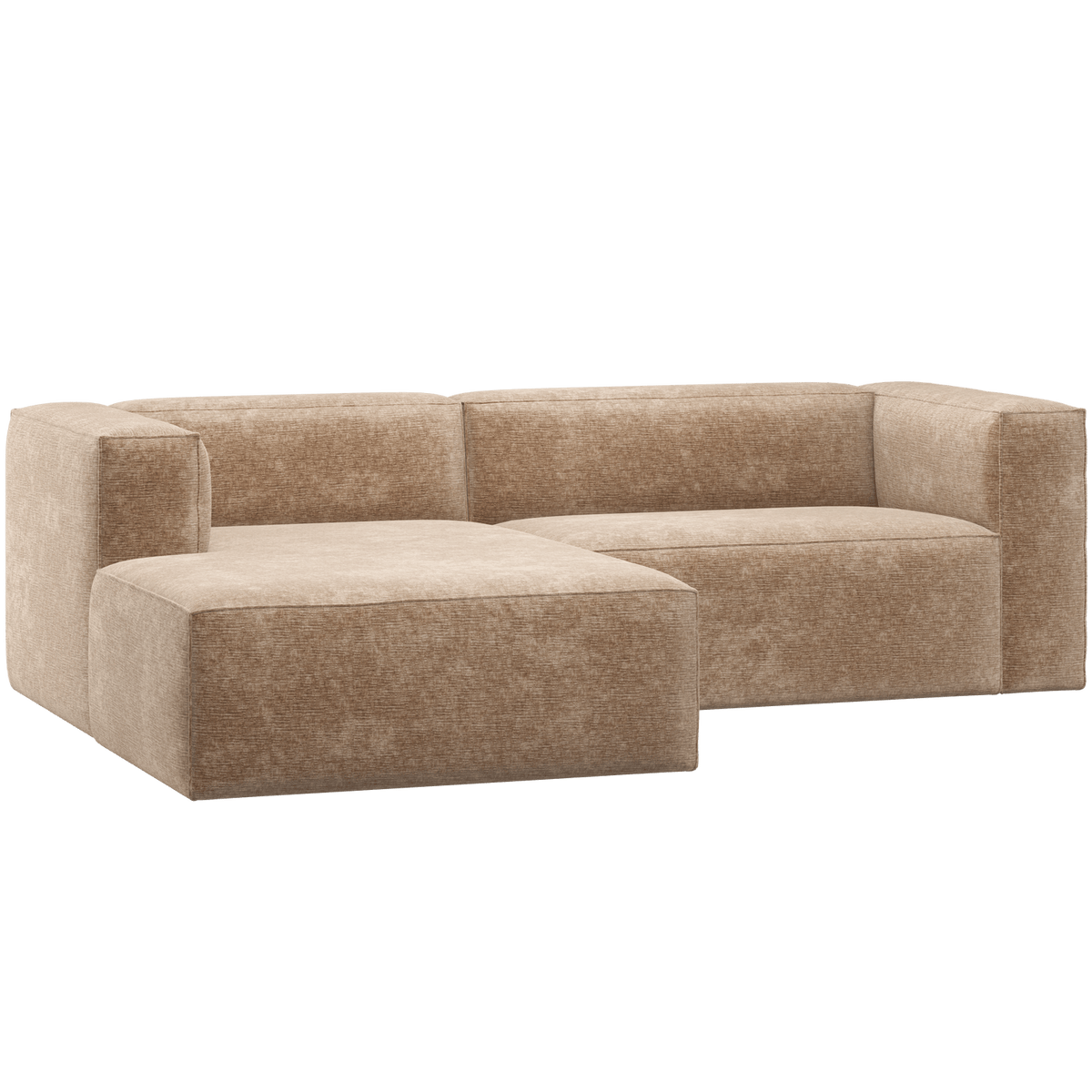 BEAN CHAISE LONGUE BANK LINKS CHENILLE VELVET PERZIKROZE