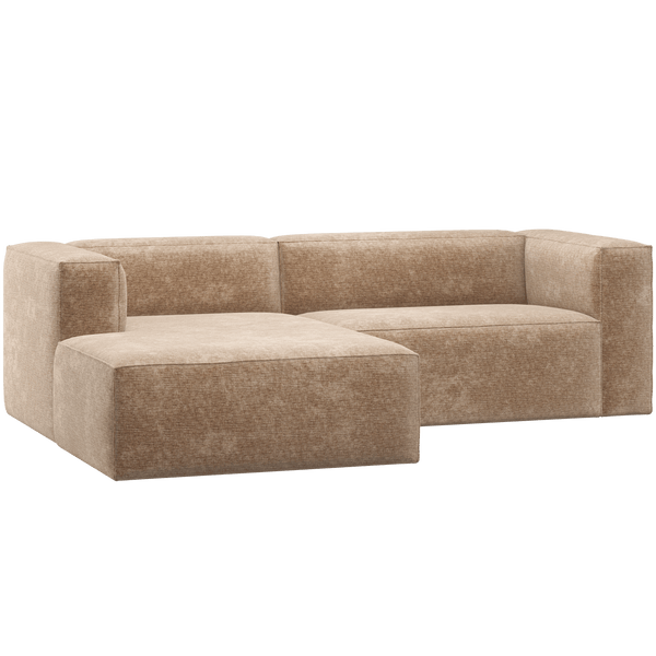 BEAN CHAISE LONGUE BANK LINKS CHENILLE VELVET PERZIKROZE
