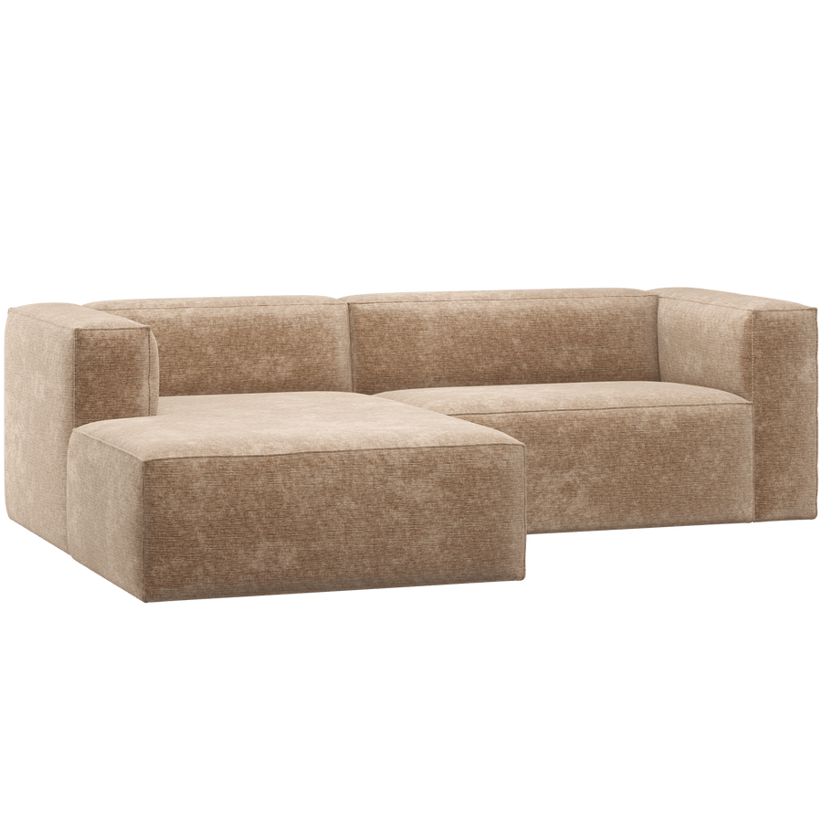 BEAN CHAISE LONGUE BANK LINKS CHENILLE VELVET PERZIKROZE