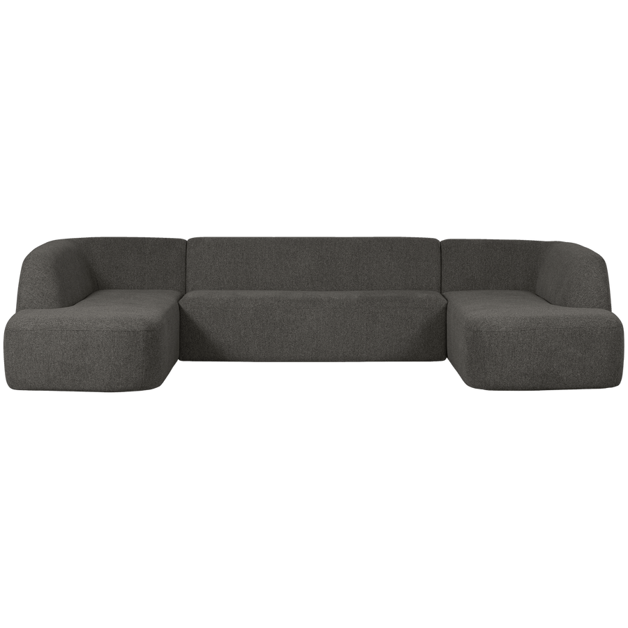 SLOPING U-VORM BANK MELANGE GRIJS/ZWART