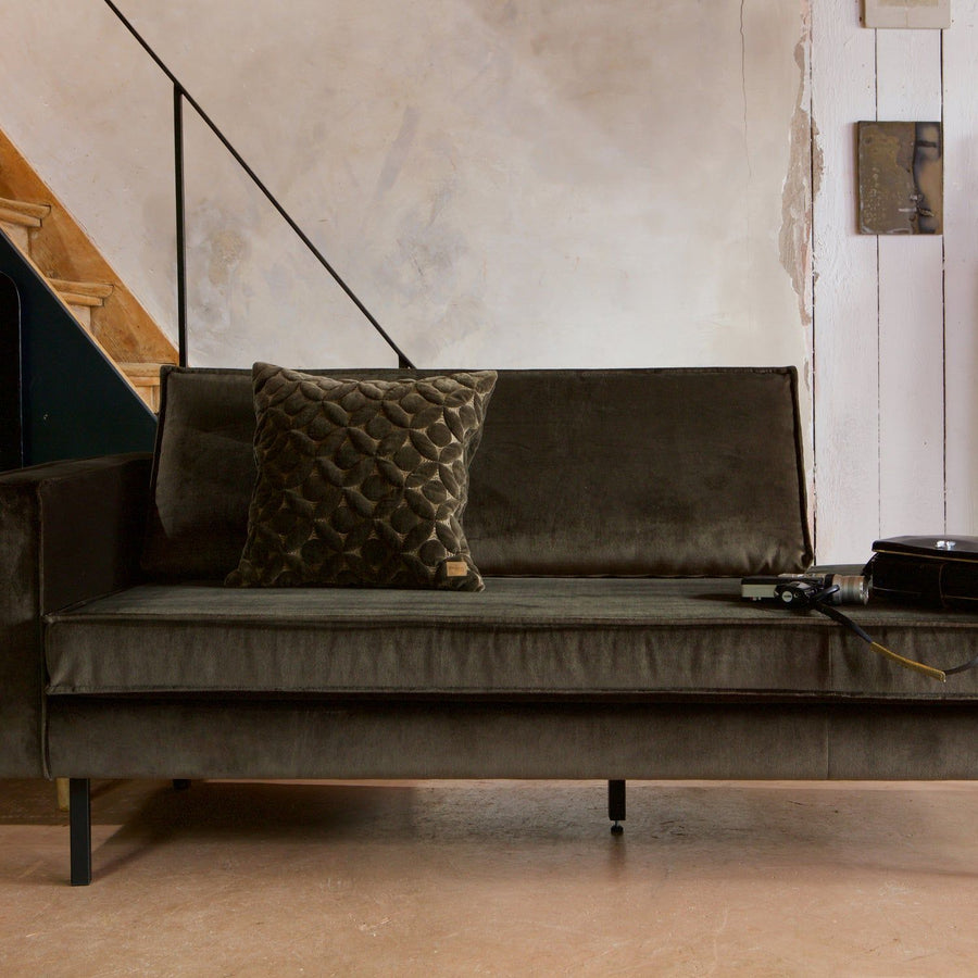 RODEO DAYBED LINKS VELVET DONKERGROEN