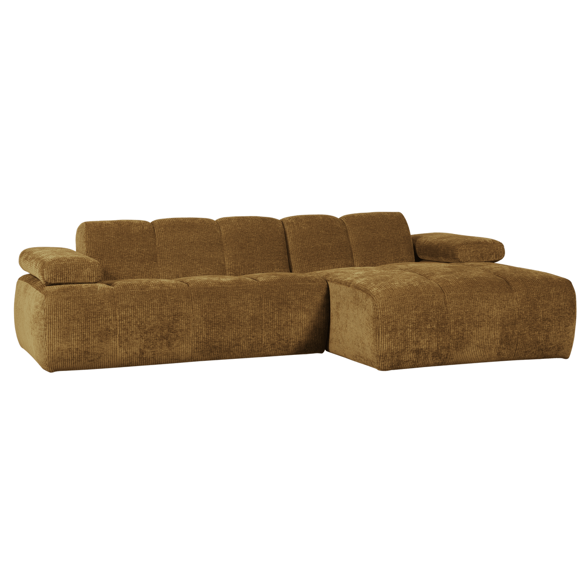 MOJO CHAISE LONGUE BANK RECHTS RIBSTOF HONINGGEEL