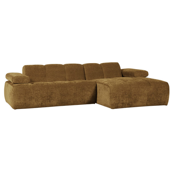 MOJO CHAISE LONGUE BANK RECHTS RIBSTOF HONINGGEEL