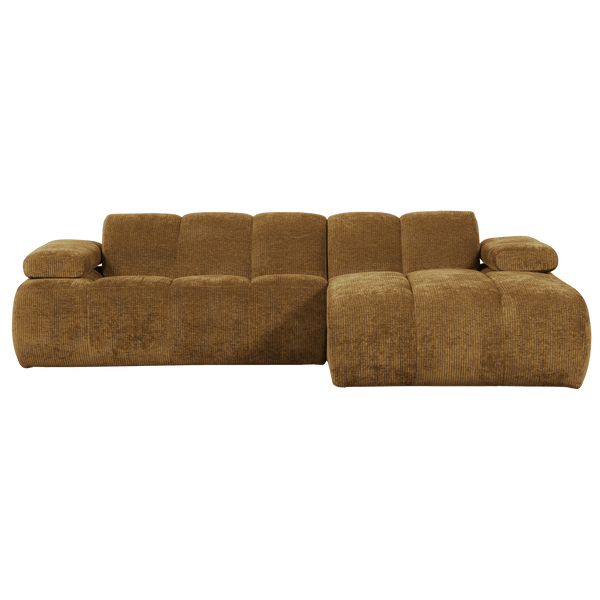 MOJO CHAISE LONGUE BANK RECHTS RIBSTOF HONINGGEEL