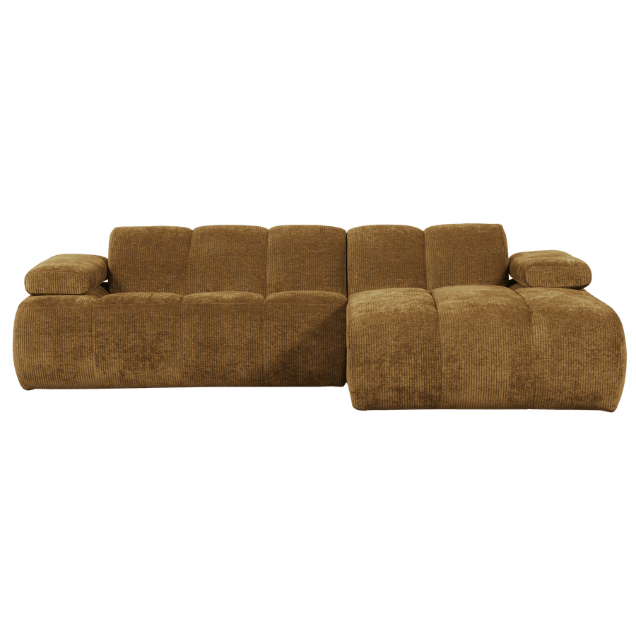 MOJO CHAISE LONGUE BANK RECHTS RIBSTOF HONINGGEEL