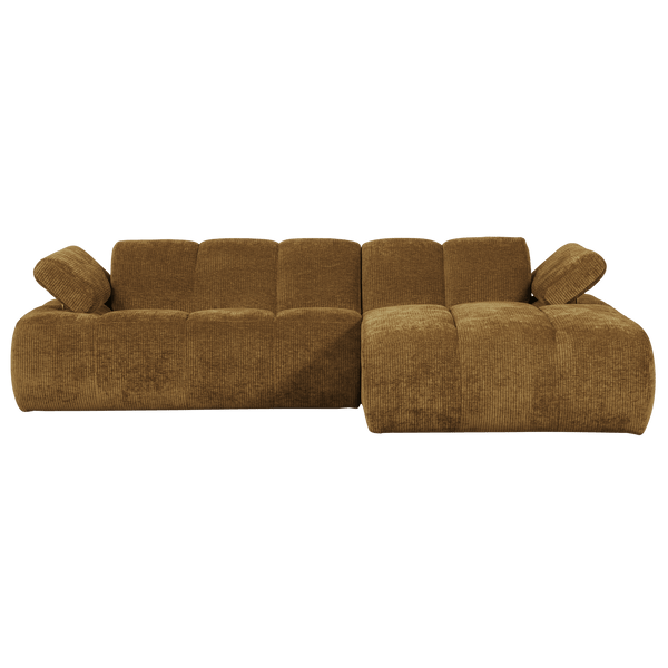 MOJO CHAISE LONGUE BANK RECHTS RIBSTOF HONINGGEEL