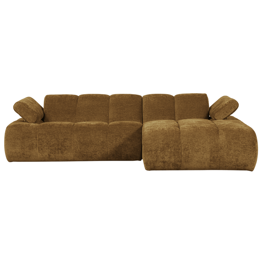 MOJO CHAISE LONGUE BANK RECHTS RIBSTOF HONINGGEEL