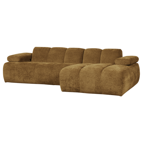 MOJO CHAISE LONGUE BANK RECHTS RIBSTOF HONINGGEEL
