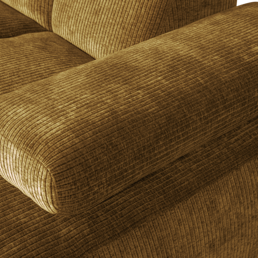 MOJO CHAISE LONGUE BANK RECHTS RIBSTOF HONINGGEEL