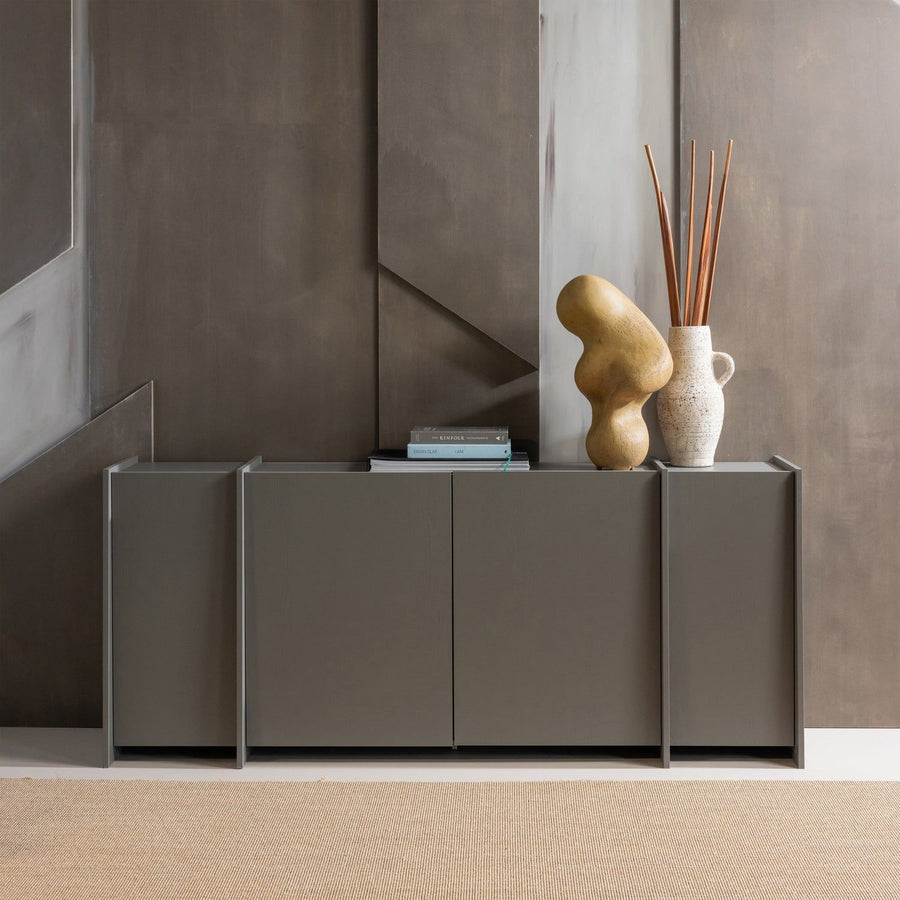 BROCK DRESSOIR 200 CM ESSEN FINEER WARMGRIJS [fsc]