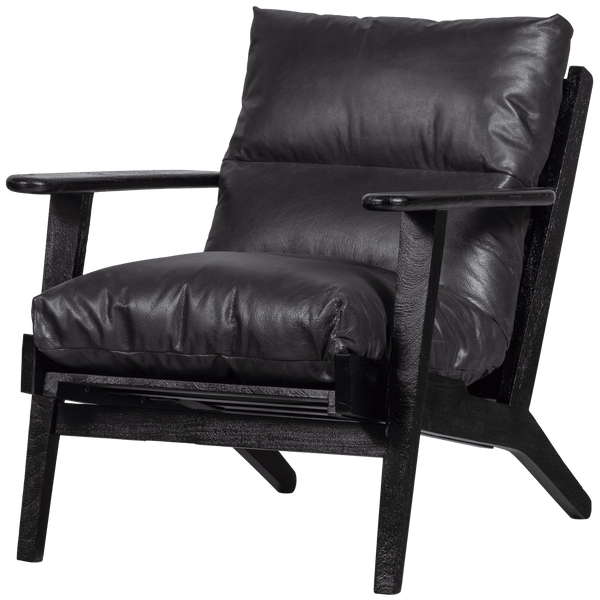 HOUSTON FAUTEUIL LEER/HOUT ZWART