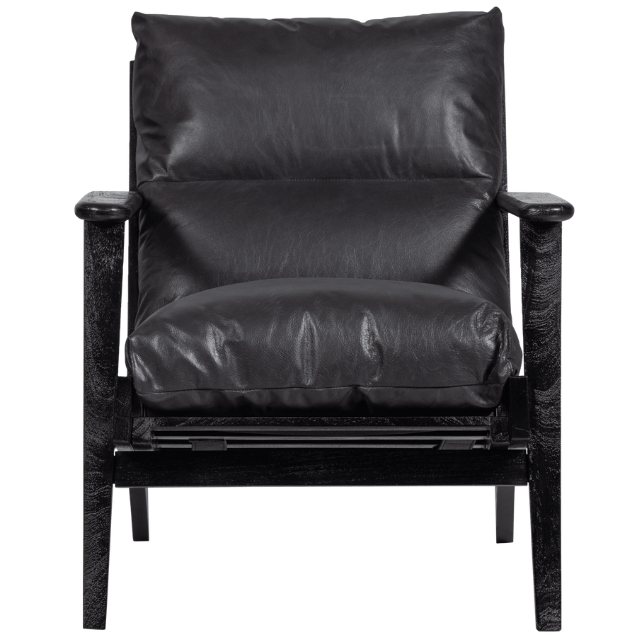 HOUSTON FAUTEUIL LEER/HOUT ZWART