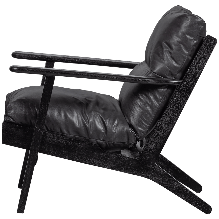 HOUSTON FAUTEUIL LEER/HOUT ZWART