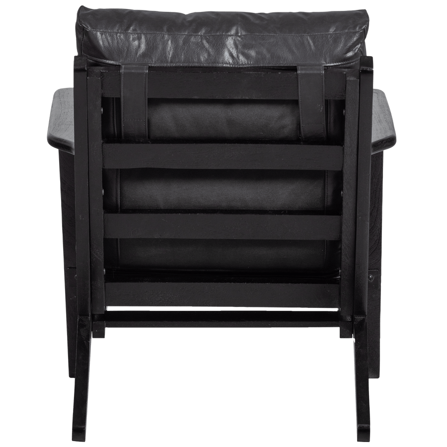 HOUSTON FAUTEUIL LEER/HOUT ZWART