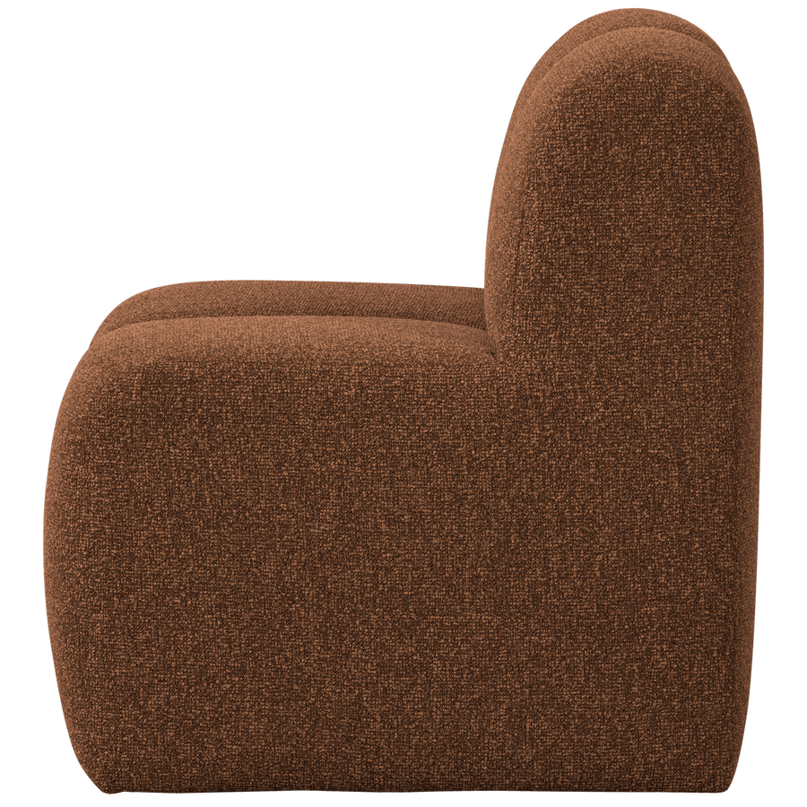 MOJO EETBANK 84CM MET RUGLEUNING BOUCLE ROESTBRUIN MELANGE