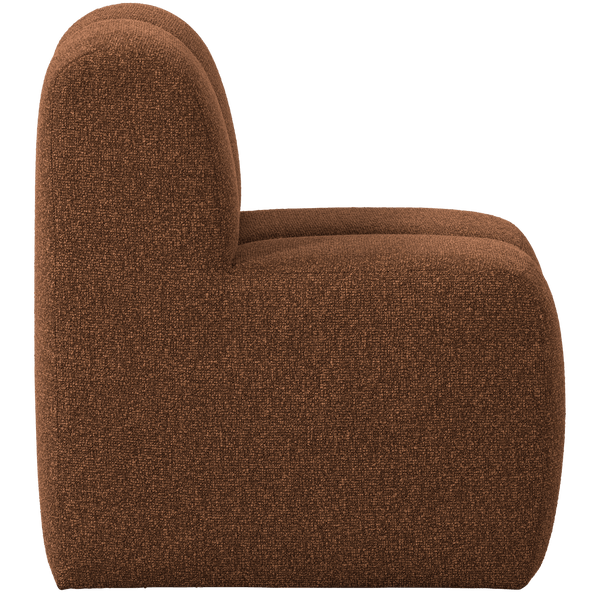 MOJO EETBANK 84CM MET RUGLEUNING BOUCLE ROESTBRUIN MELANGE