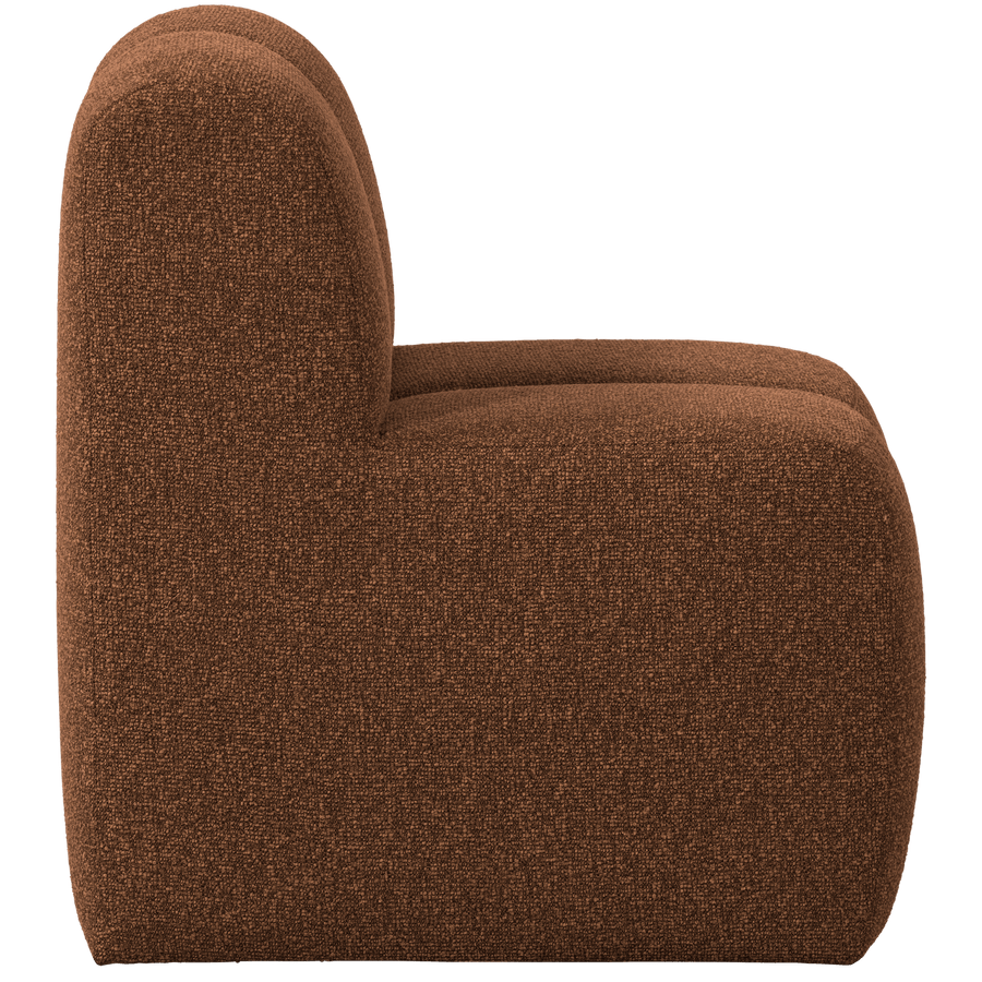 MOJO EETBANK 84CM MET RUGLEUNING BOUCLE ROESTBRUIN MELANGE