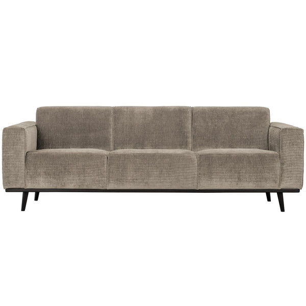 STATEMENT 3-ZITS BANK 230 CM RIBSTOF KLEIGRIJS