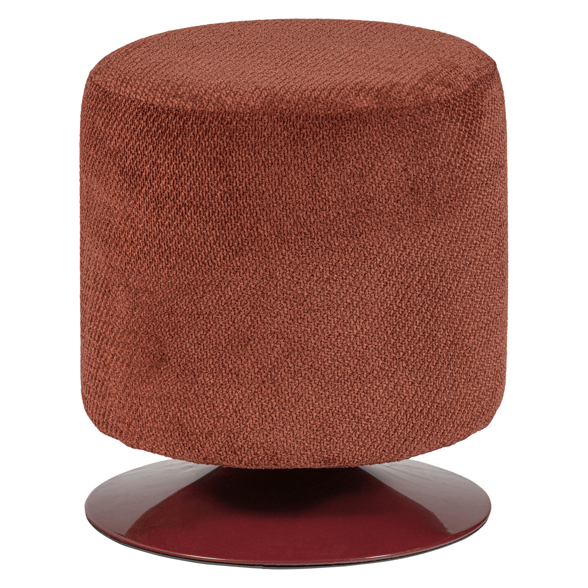 ISLEN POEF MET DRAAIVOET BOUCLE BORDEAUXROOD