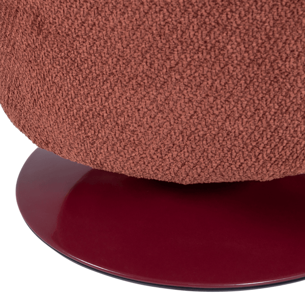 ISLEN POEF MET DRAAIVOET BOUCLE BORDEAUXROOD