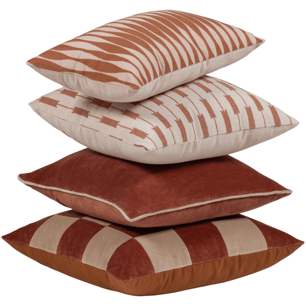 ZENA Kussen ROZE/ROESTBRUIN - SET VAN 4