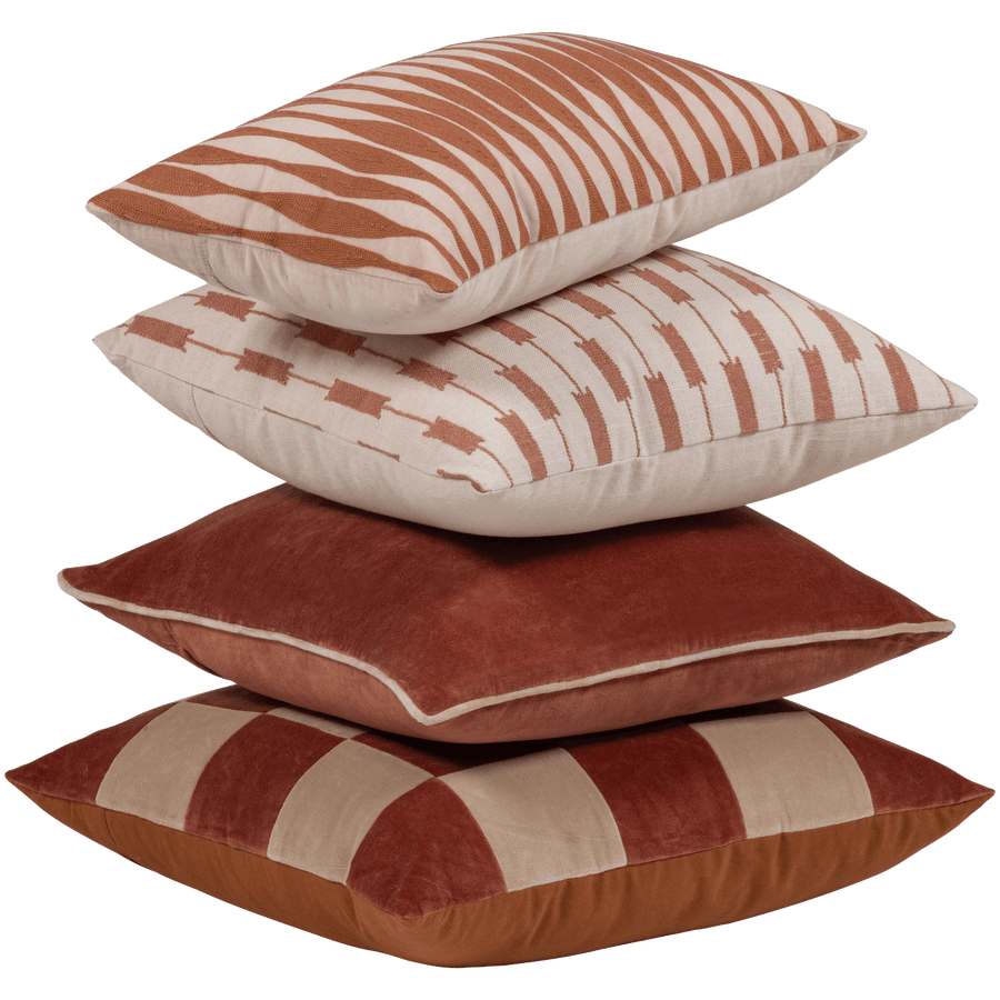 ZENA Kussen ROZE/ROESTBRUIN - SET VAN 4