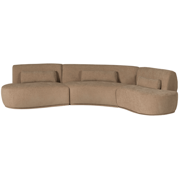 BATAVIER HALF RONDE BANK 6-ZITS VELVET LICHTBRUIN MELANGE