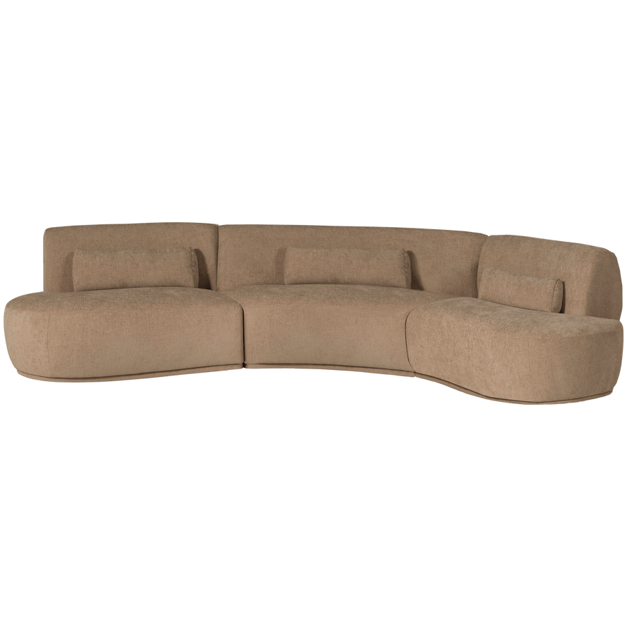 BATAVIER HALF RONDE BANK 6-ZITS VELVET LICHTBRUIN MELANGE