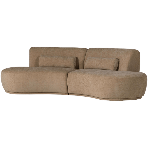 BATAVIER HALF RONDE BANK 4-ZITS VELVET LICHTBRUIN MELANGE