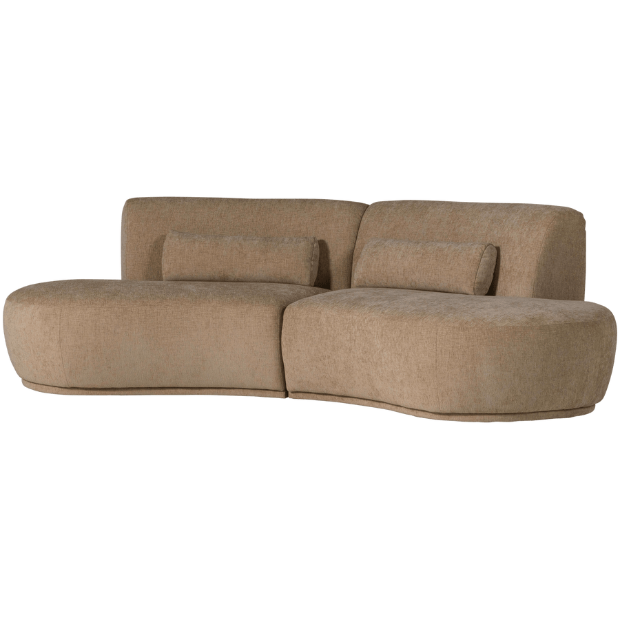 BATAVIER HALF RONDE BANK 4-ZITS VELVET LICHTBRUIN MELANGE