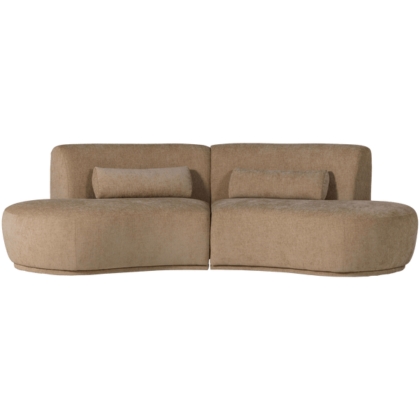 BATAVIER HALF RONDE BANK 4-ZITS VELVET LICHTBRUIN MELANGE