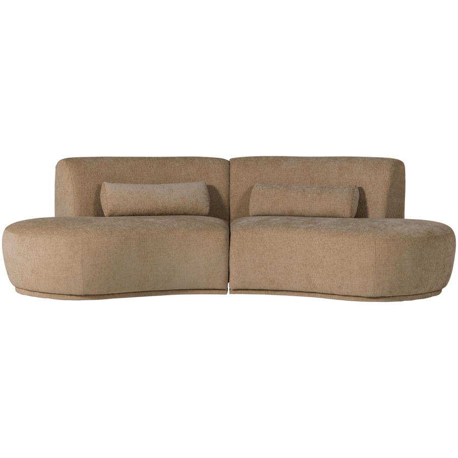 BATAVIER HALF RONDE BANK 4-ZITS VELVET LICHTBRUIN MELANGE