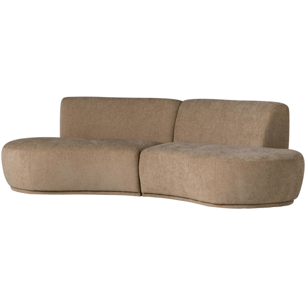 BATAVIER HALF RONDE BANK 4-ZITS VELVET LICHTBRUIN MELANGE