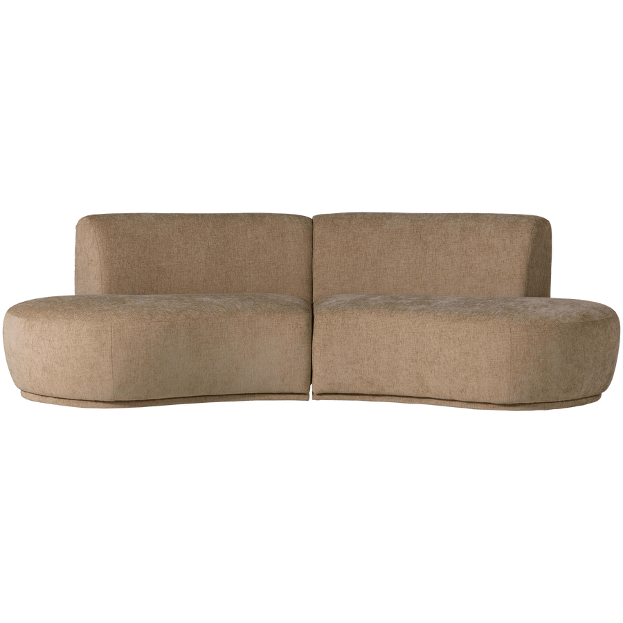 BATAVIER HALF RONDE BANK 4-ZITS VELVET LICHTBRUIN MELANGE