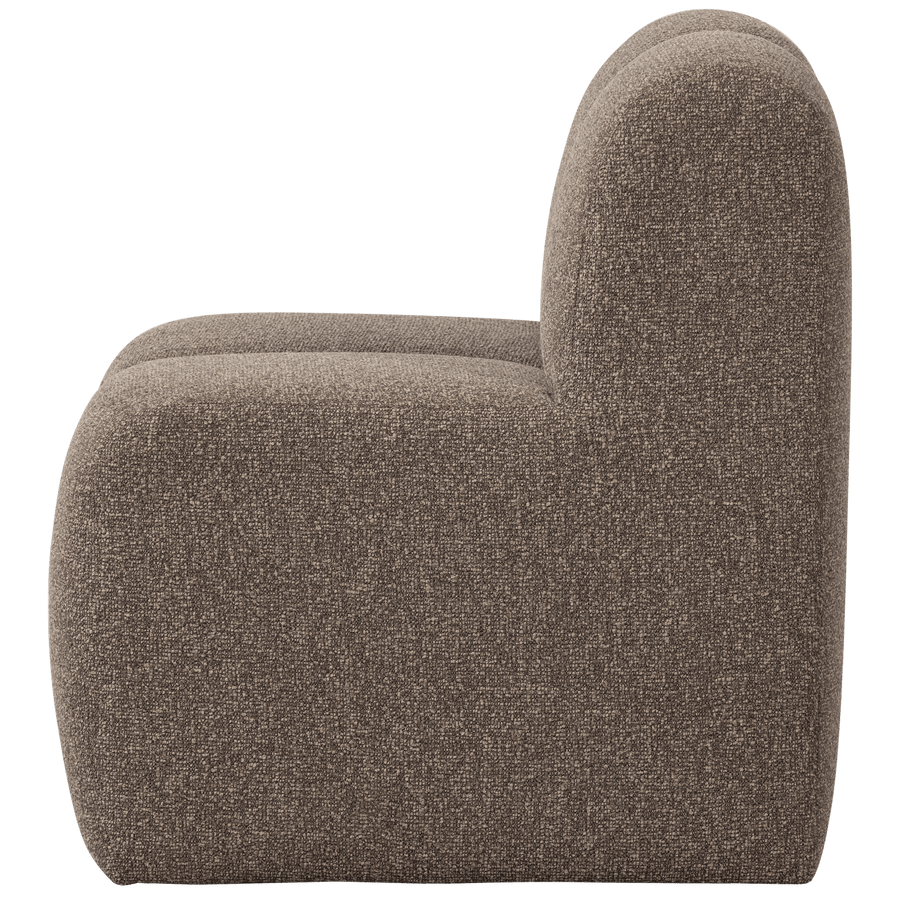 MOJO EETBANK 84 CM MET RUGLEUNING BOUCLE BRUIN MELANGE