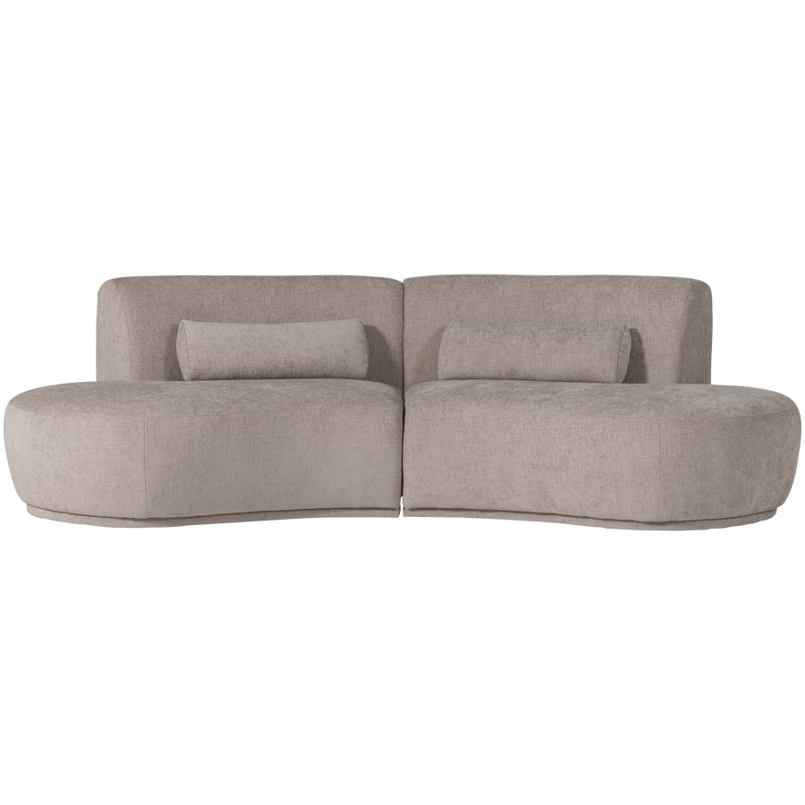 BATAVIER HALF RONDE BANK 4-ZITS VELVET ZAND MELANGE