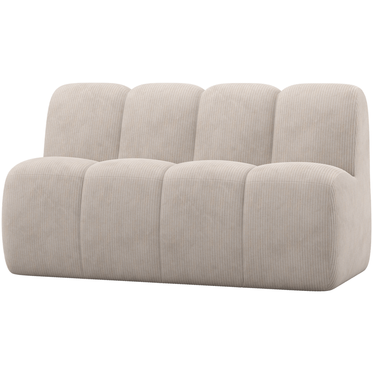 MOJO EETBANK 164 CM MET RUGLEUNING RIBSTOF ECRU