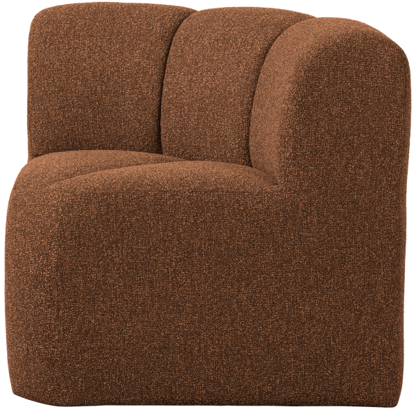 MOJO EETBANK HOEK MET RUGLEUNING BOUCLE ROESTBRUIN MELANGE