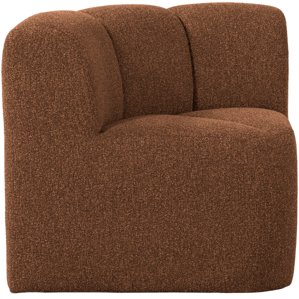 MOJO EETBANK HOEK MET RUGLEUNING BOUCLE ROESTBRUIN MELANGE